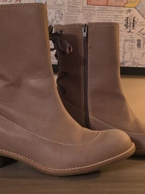 Miss Albright Taupe Ankle Booties with Side Zip